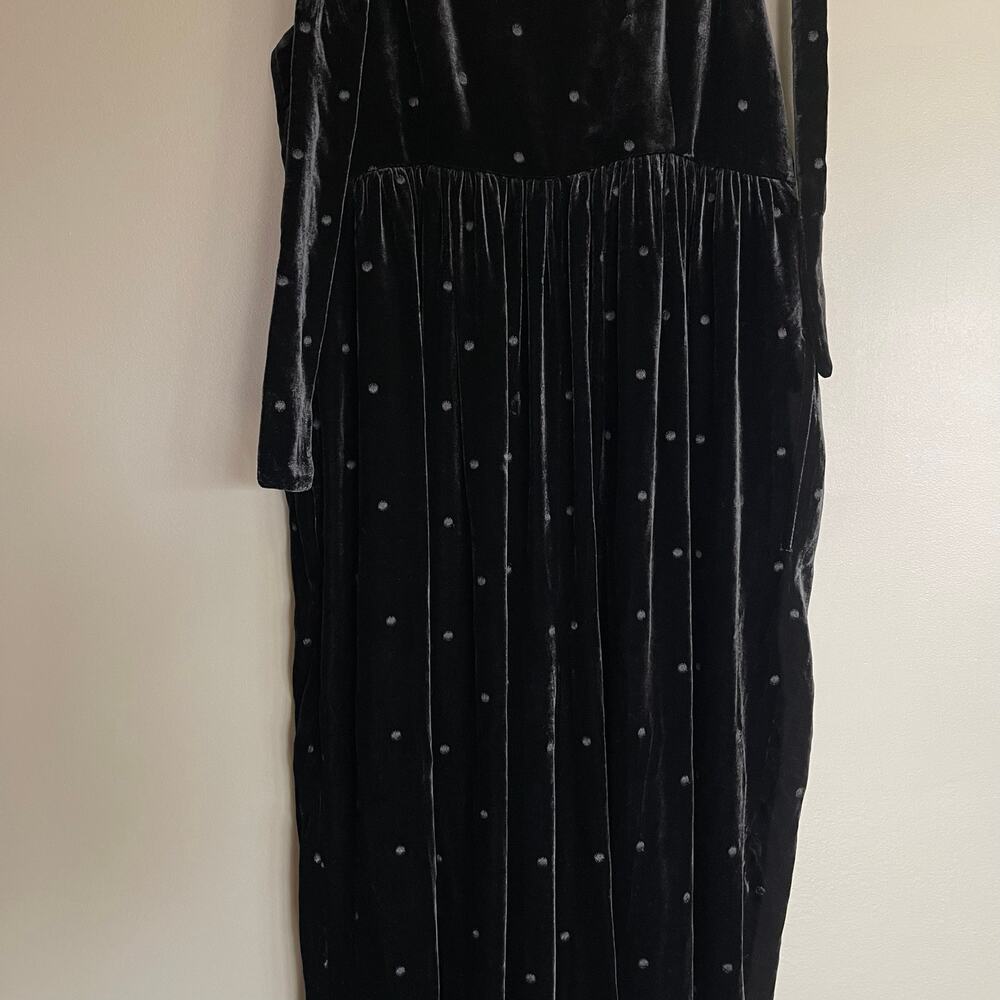 ULLA‎ JOHNSON Minnet Jumpsuit Jet Black Size 4 Embroidered Polka Dot Velvet Chic - Picture 8 of 16
